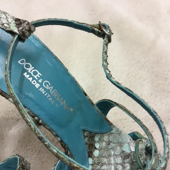Dolce & Gabbana Blue Green Python Heels - Size 6 - Picture 4 of 7